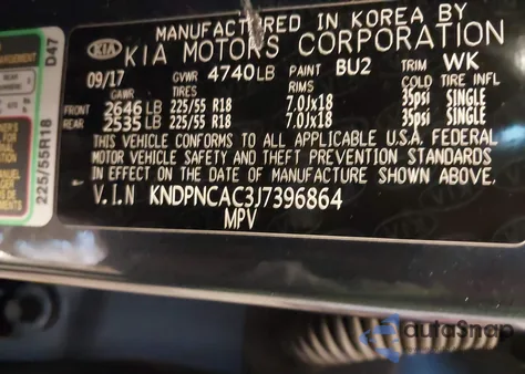 2018 Kia Sportage Ex из США, поврежденный, VIN KNDPNCAC3J7396864